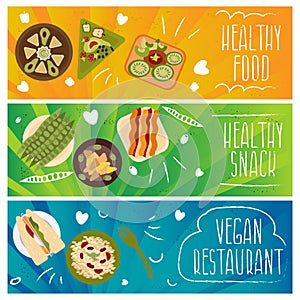 Set of banners for theme healthy ,vegetarians food .Vector i photo