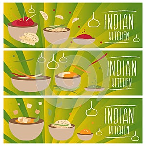 Set of banners for theme indian cuisine different tastes