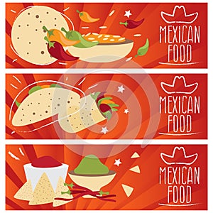 Set of banners for theme mexican cuisine different tastes