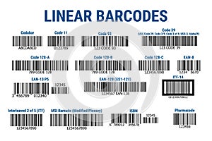 A set of bar codes. Linear barcodes. Vector illustration