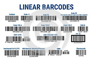A set of bar codes. Linear barcodes. Vector illustration photo