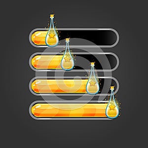 Set of bar downloader with elixir bottles