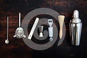 Set of bar or pub accessories photo