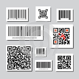 Set Of Bar And scan codes For Scanning Icons Collection