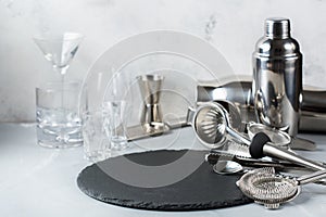 Set of bar tools for cocktails and for alcohol drink