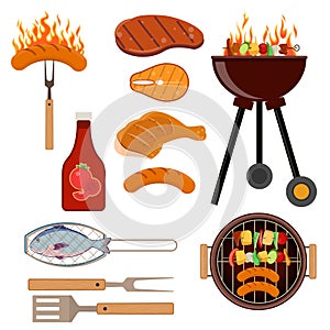 Set of barbecue grill icons