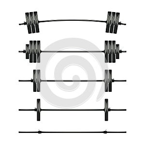 Set of barbells. Bodybuilding  gym  crossfit  workout  fitness club symbol. Weightlifting equipment. Template design for gym