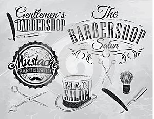 Set Barbershop signs. Coal.