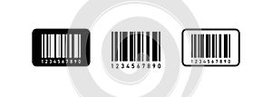 Set of barcode icons. QR code symbol. Bar code icon. Vector EPS 10. Isolated on background