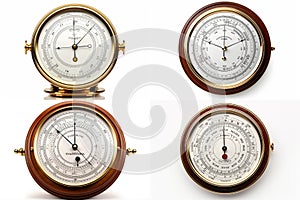 set of barometers isolated on white background