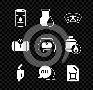 Set Barrel oil, Oil petrol test tube, Motor gas gauge, Gasoline pump nozzle, Word, Canister for motor, tank vehicle and