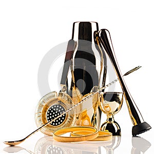 Set of bartender tools. Cooking utensils