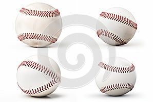 set of baseball balls isolated on white background