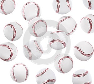 Set with baseball balls on white background