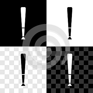 Set Baseball bat icon isolated on black and white, transparent background. Sport equipment. Vector