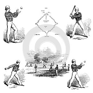 Set of baseball illustrations photo