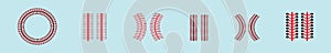 Set of baseball laces cartoon icon design template with various models. vector illustration isolated on blue background