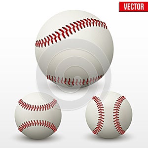 Set of baseball leather ball. Various sides. Vecto photo