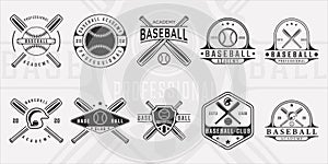 set of baseball logo vintage vector illustration template icon graphic design. bundle collection of various sport sign or symbol