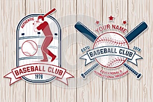 Set of baseball or softball club badge. Vector illustration. Concept for shirt or logo,