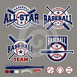 Set of baseball sport badge logo design template