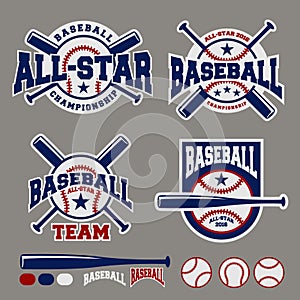 Set of baseball sport badge logo design template photo