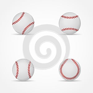 Set of baseballs on white background.