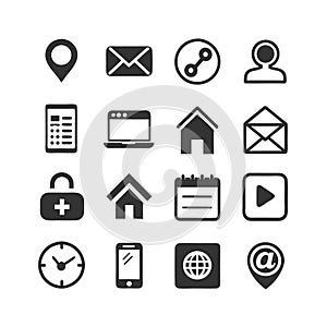 Set of basic black vector web and mobile icons