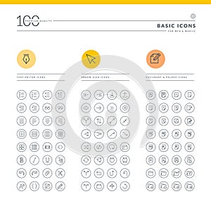 Set of basic icons for web and mobile