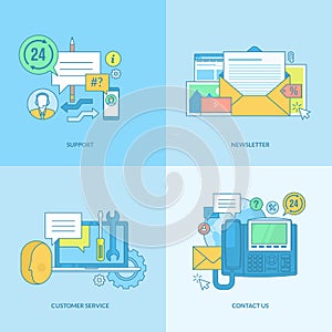 Set of basic line concept icons photo