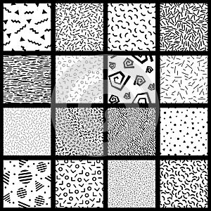 Set of basic memphis style patterns