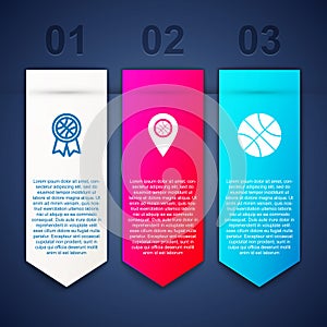 Set Basketball award, Location with basketball and . Business infographic template. Vector