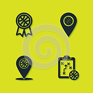 Set Basketball award, Planning strategy, Location with basketball and icon. Vector