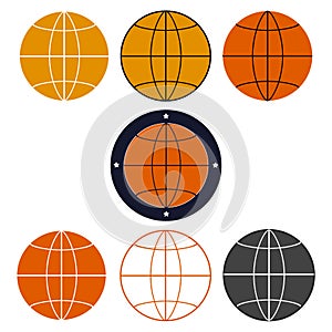 Set of Basketball ball icon isolated on white background. Sport logo with text concept. Vector flat illustration