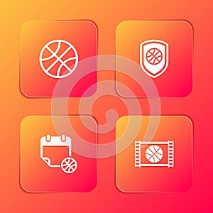 Set Basketball ball, Shield in the basketball, on sport calendar and game video icon. Vector