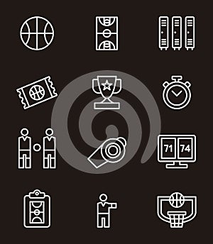 Set of basketball icons or symbols