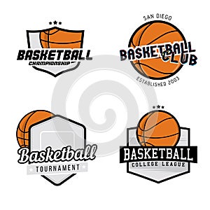 Set of basketball league / championship / tournament / club badges,