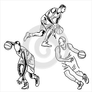 Set of basketball players