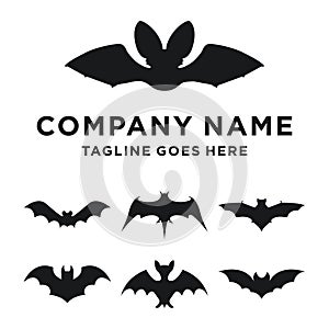 Set of Bat open wings Logo concept elements icon template