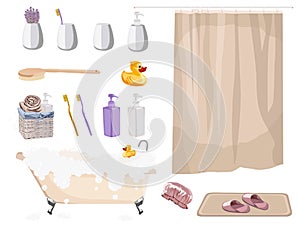 Set of Bath Accessories. Vector illustration