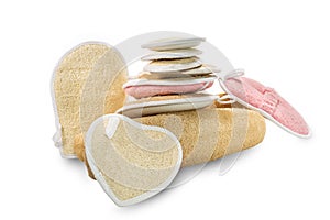 Set of bath sponges from loofah