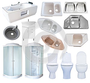 Set of bathroom equipment, isolated