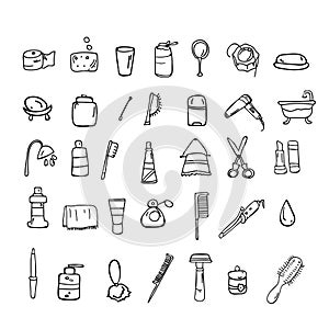 Set of bathroom vector icons