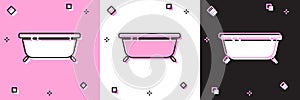 Set Bathtub icon isolated on pink and white, black background. Vector Illustration