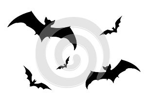 Set of bats silhouette,