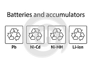Set of Batteries Recycling codes