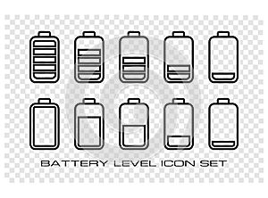 Set of Battery Charging Icon. Vector Illustration.