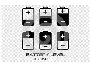 Set of Battery Charging Level Icon. Vector Illustration.