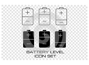 Set of Battery Charging Level Icon. Vector Illustration.