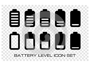 Set of Battery Charging Level Icon. Vector Illustration.